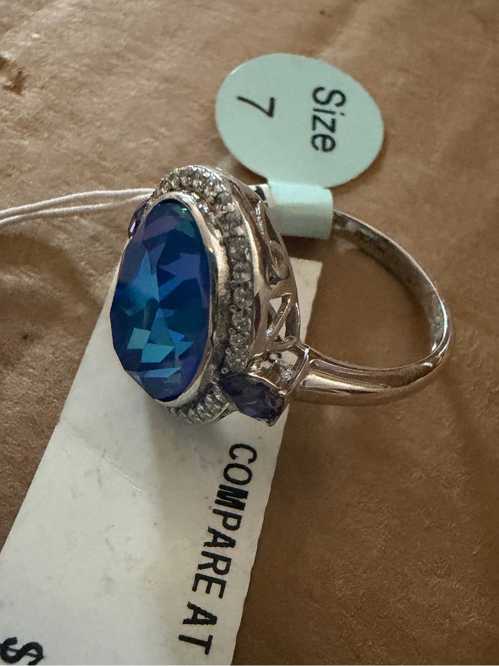 Blue Crystal Halo Ring-Costume Jewelry - Picture 2 of 3
